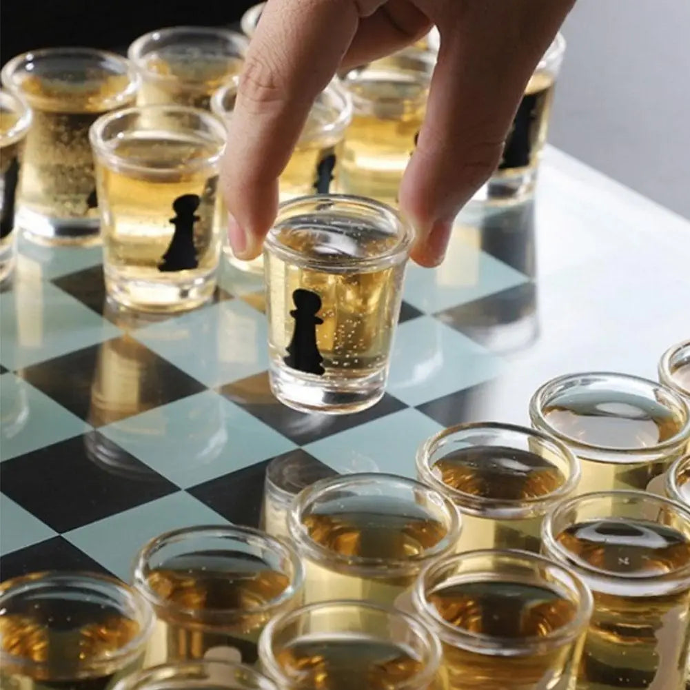 Bar Drinking Games Chess Game Set 25x25cm Party Favor With 32 Game Glasses Bar Entertainment Supplies 