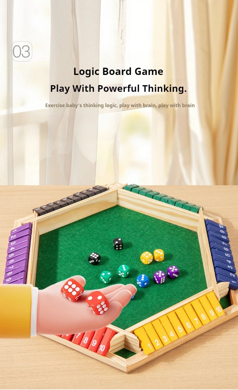 Six Sided Flipping Game, Wooden Number Game, Shut The Box Dice Game - Parent-Child Board Game, Bar Party, Leisure Gambling Game