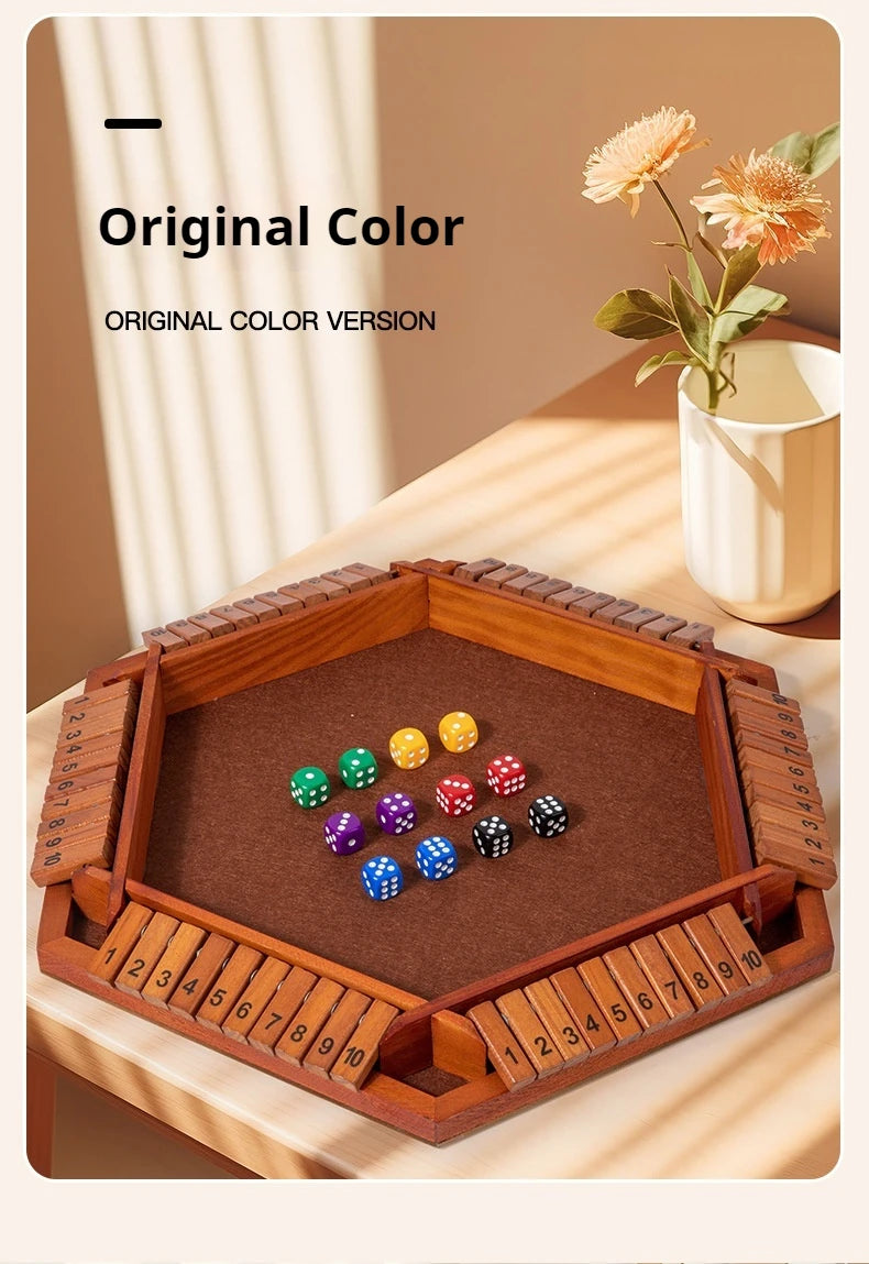 Six Sided Flipping Game, Wooden Number Game, Shut The Box Dice Game - Parent-Child Board Game, Bar Party, Leisure Gambling Game