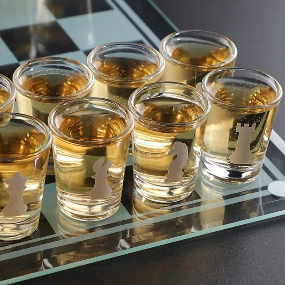 Bar Drinking Games Chess Game Set 25x25cm Party Favor With 32 Game Glasses Bar Entertainment Supplies 