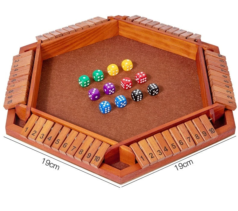Six Sided Flipping Game, Wooden Number Game, Shut The Box Dice Game - Parent-Child Board Game, Bar Party, Leisure Gambling Game