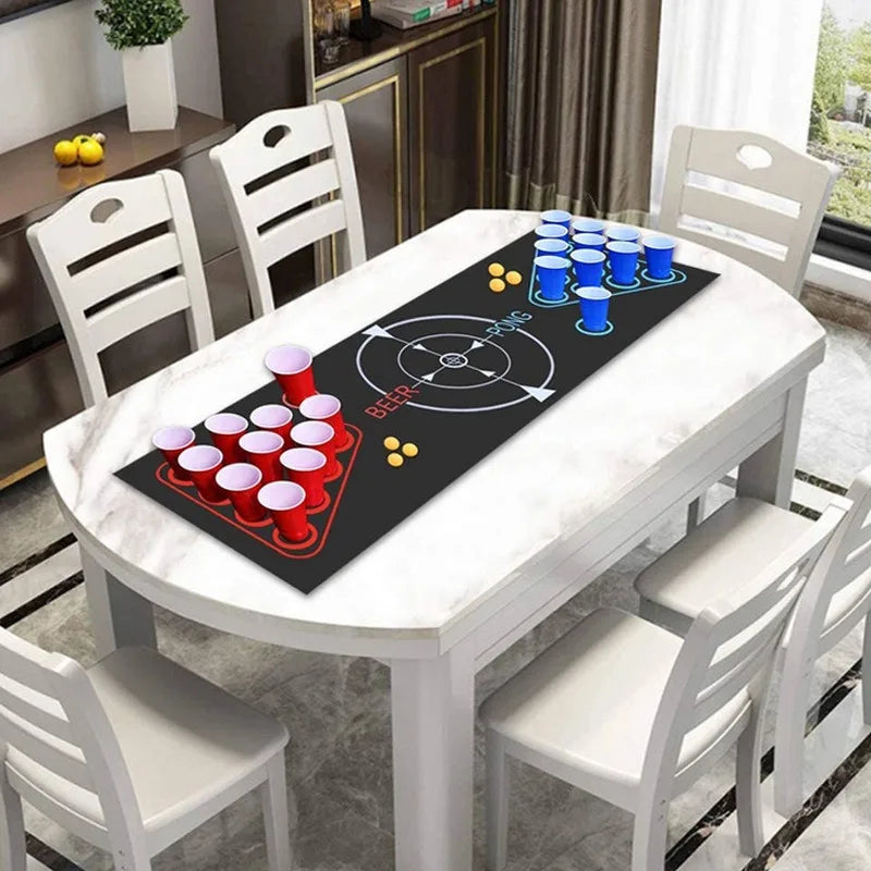 Beer Pong Table Mat Drinking Games for Adults Party with Beer Pong Balls Beer Pong Cups Indoor Outdoor Beer Pong Table Mat