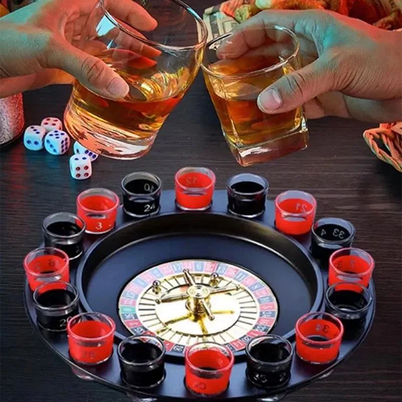 Montessori Toy Ring Toss Drinking Game  Russia Turntable Shot Glass Game Party Toys Ring Toss Hooks Fast-paced Interactive Game