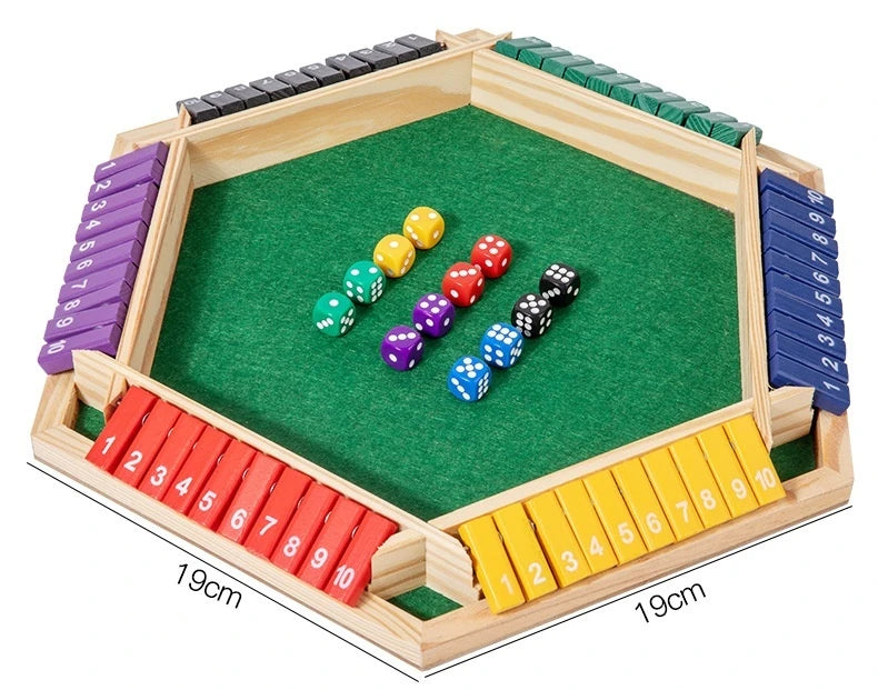 Six Sided Flipping Game, Wooden Number Game, Shut The Box Dice Game - Parent-Child Board Game, Bar Party, Leisure Gambling Game