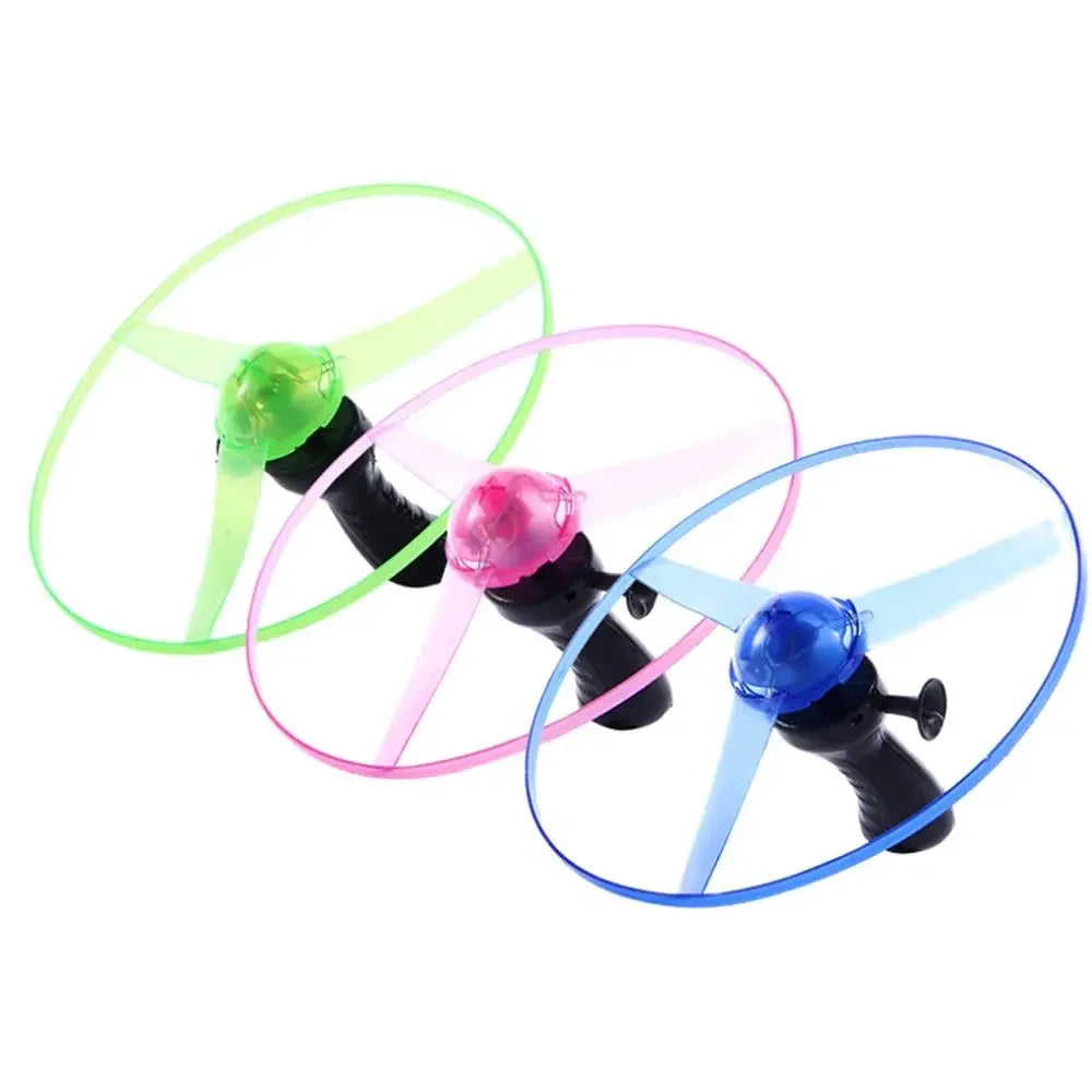 Kids Luminous Flying Disc Propeller Toys LED Lighting Pull String Flying UFO Toy Spinning Top Outdoor Game Sports Toy Gift