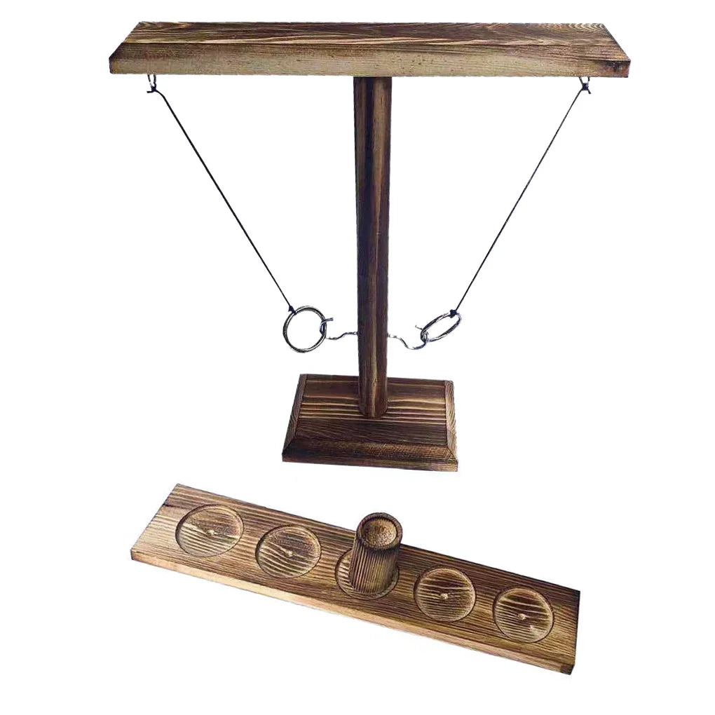 Montessori Toy Ring Toss Drinking Game  Russia Turntable Shot Glass Game Party Toys Ring Toss Hooks Fast-paced Interactive Game