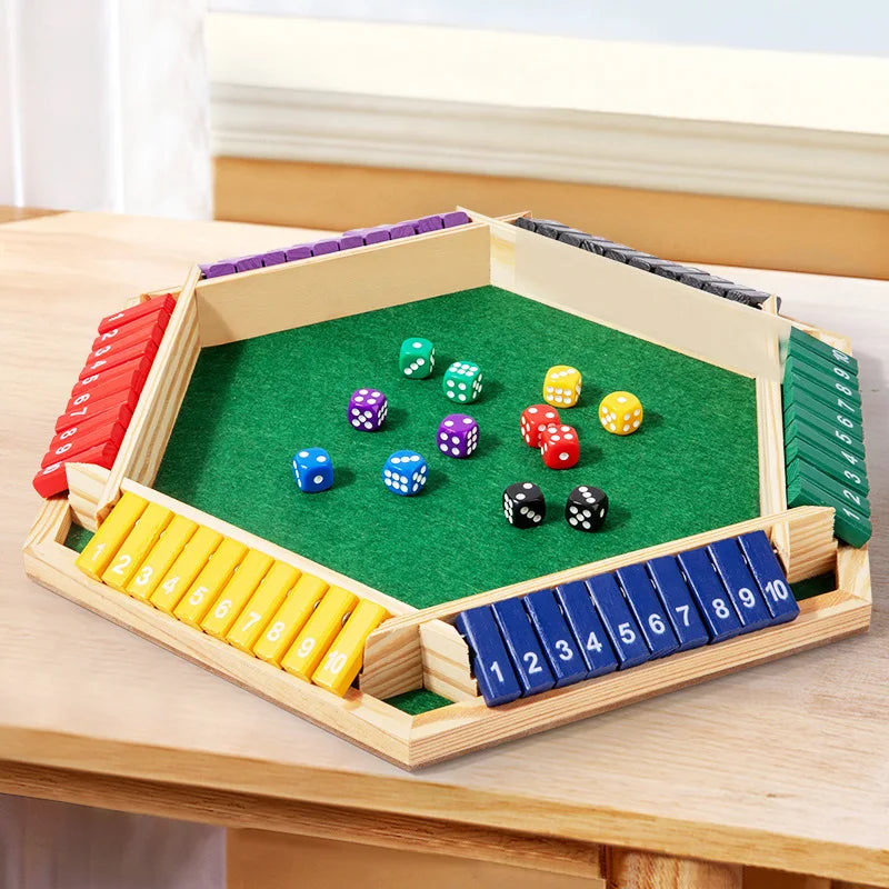 Six Sided Flipping Game, Wooden Number Game, Shut The Box Dice Game - Parent-Child Board Game, Bar Party, Leisure Gambling Game