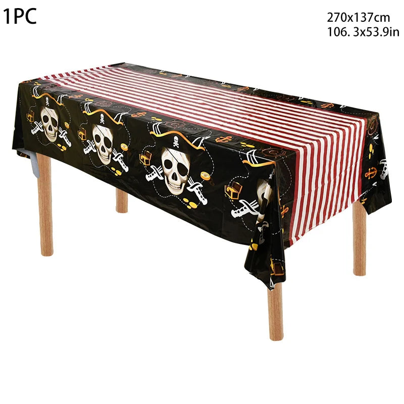 Pirate Theme Party Disposable Tableware Sets Paper Plate Cup Kids Birthday Party Decor Halloween Baby Shower Dining-table Supply