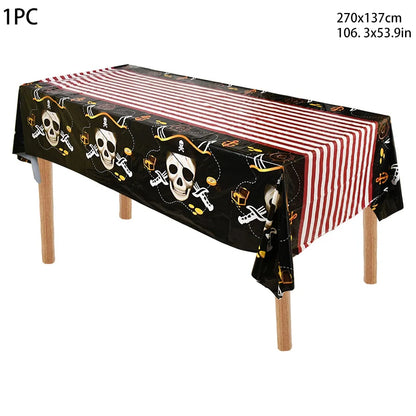 Pirate Theme Party Disposable Tableware Sets Paper Plate Cup Kids Birthday Party Decor Halloween Baby Shower Dining-table Supply