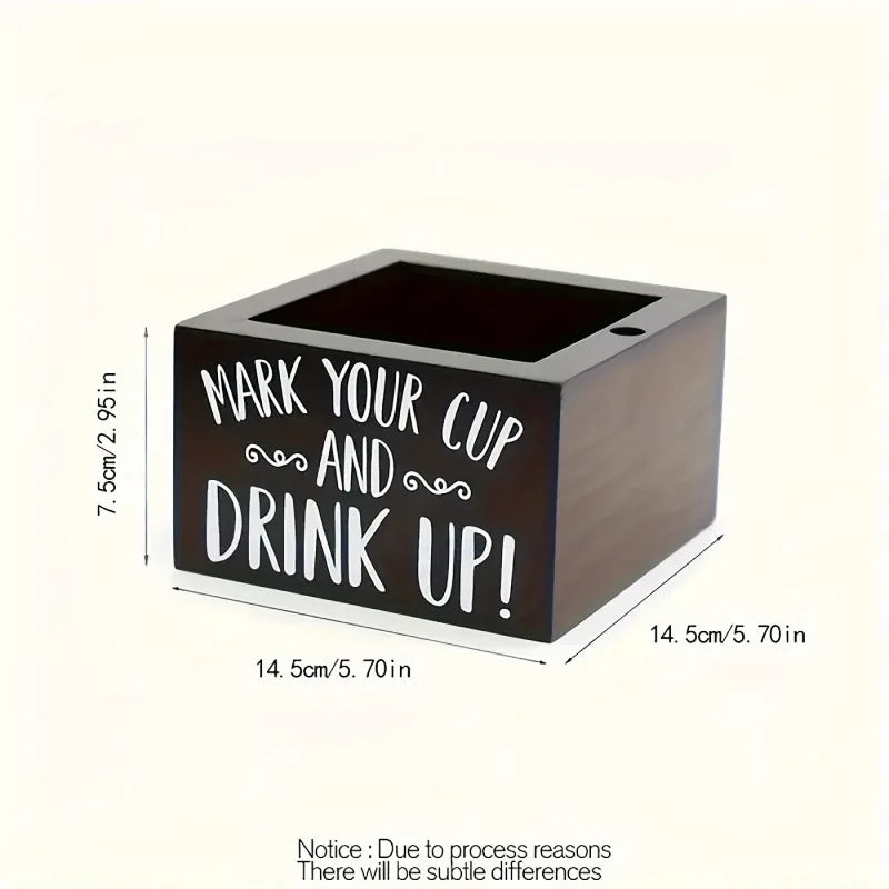 Party cup dispenser Wooden cup holder with pen slot and  Party Cups Organizer Mark Your Cup and Drink Up Home Bar Birthday Party