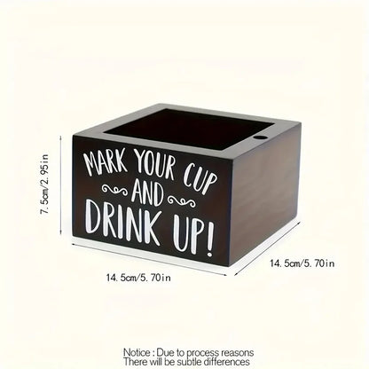 Party cup dispenser Wooden cup holder with pen slot and  Party Cups Organizer Mark Your Cup and Drink Up Home Bar Birthday Party