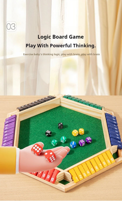 Six Sided Flipping Game, Wooden Number Game, Shut The Box Dice Game - Parent-Child Board Game, Bar Party, Leisure Gambling Game