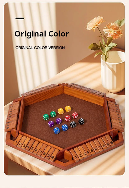 Six Sided Flipping Game, Wooden Number Game, Shut The Box Dice Game - Parent-Child Board Game, Bar Party, Leisure Gambling Game
