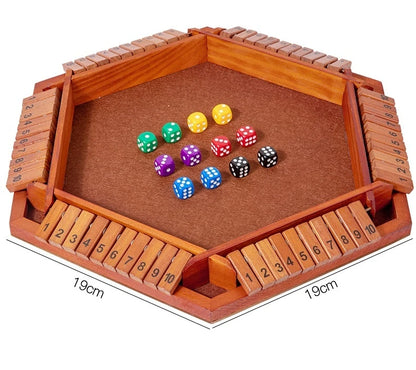 Six Sided Flipping Game, Wooden Number Game, Shut The Box Dice Game - Parent-Child Board Game, Bar Party, Leisure Gambling Game