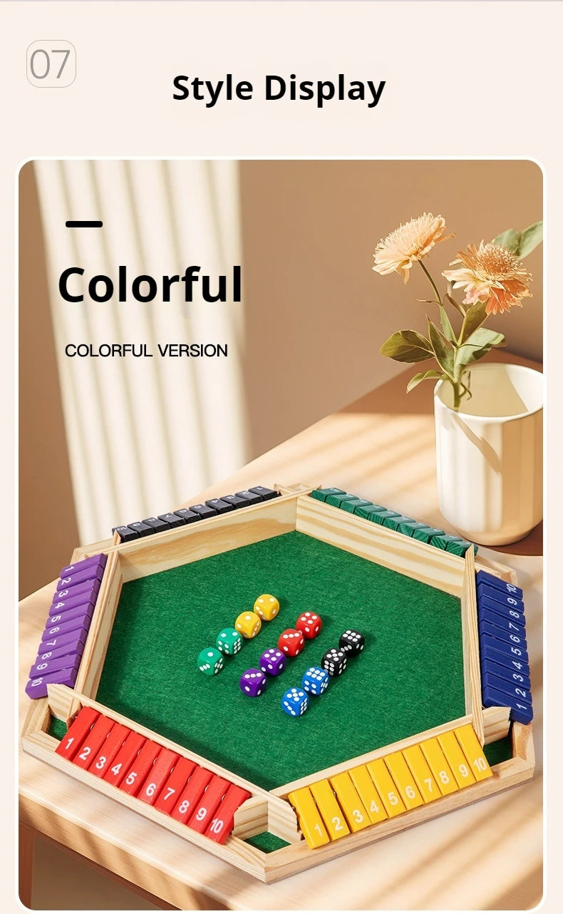 Six Sided Flipping Game, Wooden Number Game, Shut The Box Dice Game - Parent-Child Board Game, Bar Party, Leisure Gambling Game
