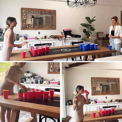 Beer Pong Table Mat Drinking Games for Adults Party with Beer Pong Balls Beer Pong Cups Indoor Outdoor Beer Pong Table Mat