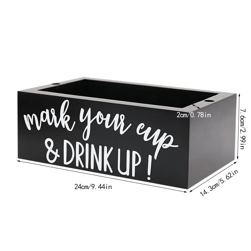 Party cup dispenser Wooden cup holder with pen slot and  Party Cups Organizer Mark Your Cup and Drink Up Home Bar Birthday Party