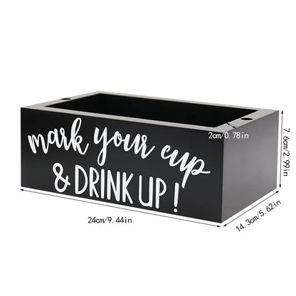 Party cup dispenser Wooden cup holder with pen slot and  Party Cups Organizer Mark Your Cup and Drink Up Home Bar Birthday Party