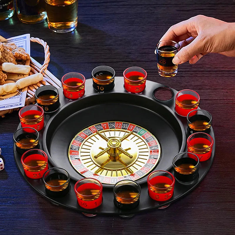 Montessori Toy Ring Toss Drinking Game  Russia Turntable Shot Glass Game Party Toys Ring Toss Hooks Fast-paced Interactive Game