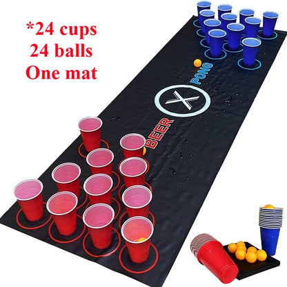Beer Pong Table Mat Drinking Games for Adults Party with Beer Pong Balls Beer Pong Cups Indoor Outdoor Beer Pong Table Mat