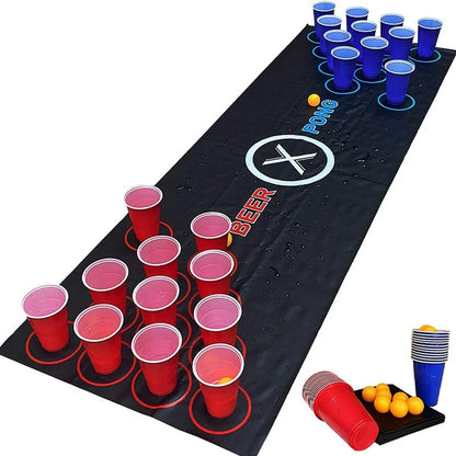 Beer Pong Table Mat Drinking Games for Adults Party with Beer Pong Balls Beer Pong Cups Indoor Outdoor Beer Pong Table Mat
