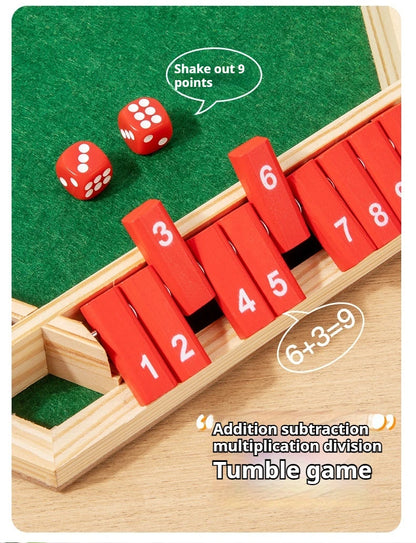 Six Sided Flipping Game, Wooden Number Game, Shut The Box Dice Game - Parent-Child Board Game, Bar Party, Leisure Gambling Game